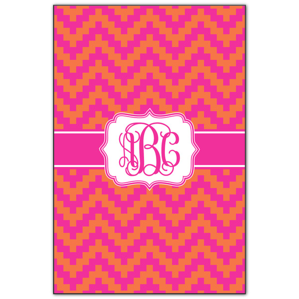 Custom Pink & Orange Chevron Wood Print - 20x30 (Personalized)