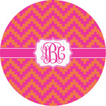 Pink & Orange Chevron Multipurpose Round Labels - Custom Sized (Personalized)