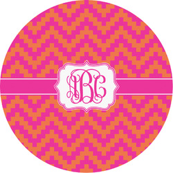 Pink & Orange Chevron Multipurpose Round Labels - 3" (Personalized)