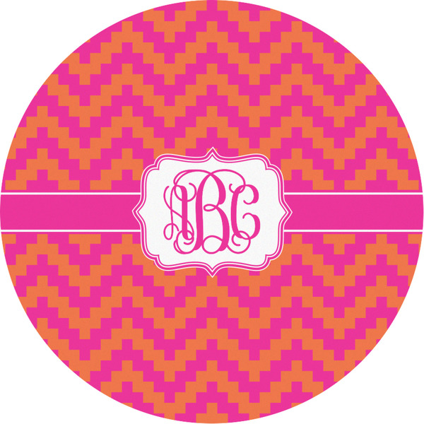 Custom Pink & Orange Chevron Multipurpose Round Labels - Custom Sized (Personalized)