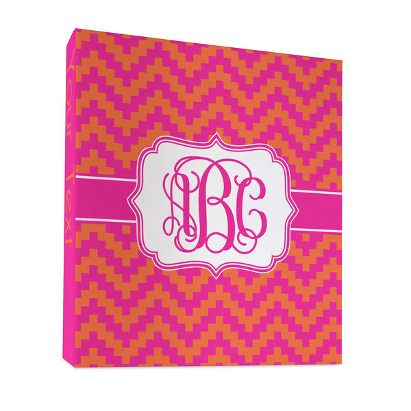 Custom Pink & Orange Chevron 3 Ring Binder - Full Wrap - 1" (Personalized)