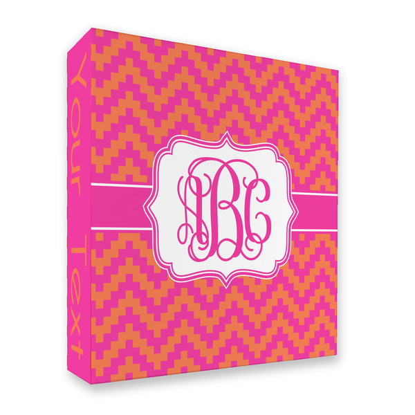 Custom Pink & Orange Chevron 3 Ring Binder - Full Wrap - 2" (Personalized)