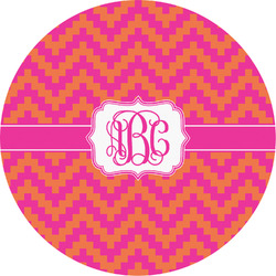 Pink & Orange Chevron Multipurpose Round Labels - 5" (Personalized)