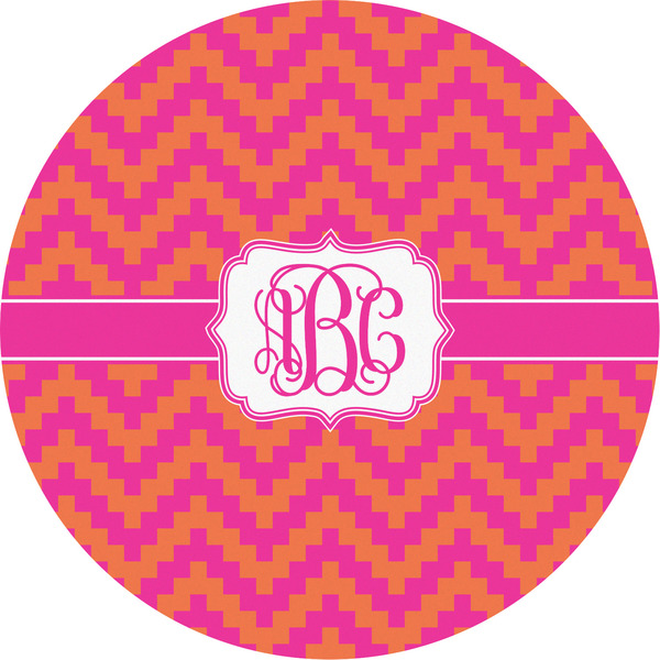 Custom Pink & Orange Chevron Multipurpose Round Labels - 5" (Personalized)