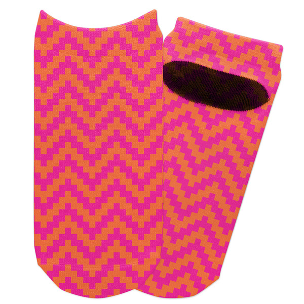 Custom Pink & Orange Chevron Adult Ankle Socks