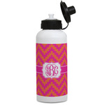 Pink & Orange Chevron Water Bottles - Aluminum - 20 oz - White (Personalized)