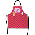 Pink & Orange Chevron Apron With Pockets w/ Monogram