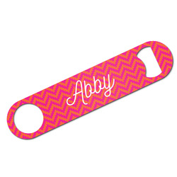 Pink & Orange Chevron Bar Bottle Opener w/ Monogram