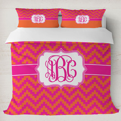 Pink & Orange Chevron Duvet Cover Set - King (Personalized)