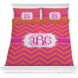 Pink & Orange Chevron Comforter Set - Full / Queen (Personalized)