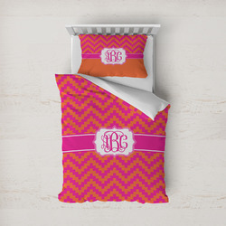 Pink & Orange Chevron Duvet Cover Set - Twin (Personalized)