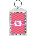 Pink & Orange Chevron Bling Keychain (Personalized)