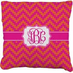 Pink & Orange Chevron Faux-Linen Throw Pillow 16" (Personalized)