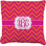 Pink & Orange Chevron Faux-Linen Throw Pillow 18" (Personalized)