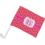 Pink & Orange Chevron Car Flag - Small w/ Monogram