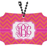 Pink & Orange Chevron Rear View Mirror Ornament (Personalized)