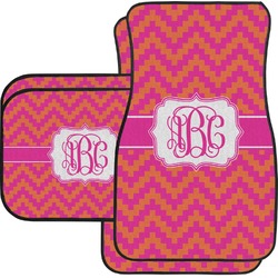 Pink & Orange Chevron Car Floor Mats Set - 2 Front & 2 Back (Personalized)