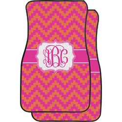 Pink & Orange Chevron Car Floor Mats (Personalized)