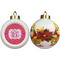 Pink & Orange Chevron Ceramic Christmas Ornament - Poinsettias (APPROVAL)