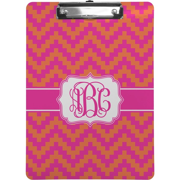 Custom Pink & Orange Chevron Clipboard (Letter Size) (Personalized)