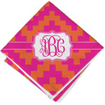 Pink & Orange Chevron Cloth Cocktail Napkin - Single w/ Monogram