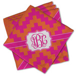 Pink & Orange Chevron Cloth Cocktail Napkins - Set of 4 w/ Monogram