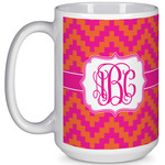 Pink & Orange Chevron 15 Oz Coffee Mug - White (Personalized)