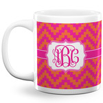 Pink & Orange Chevron 20 Oz Coffee Mug - White (Personalized)