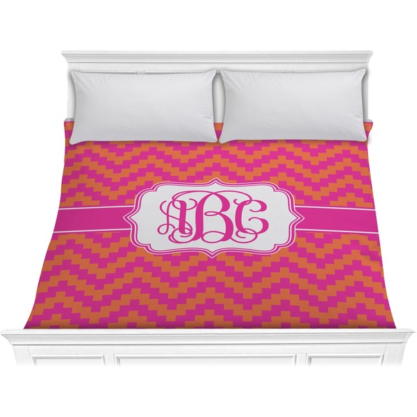 Custom Pink & Orange Chevron Comforter - King (Personalized)