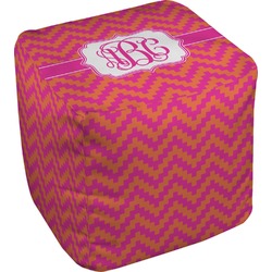 Pink & Orange Chevron Cube Pouf Ottoman (Personalized)