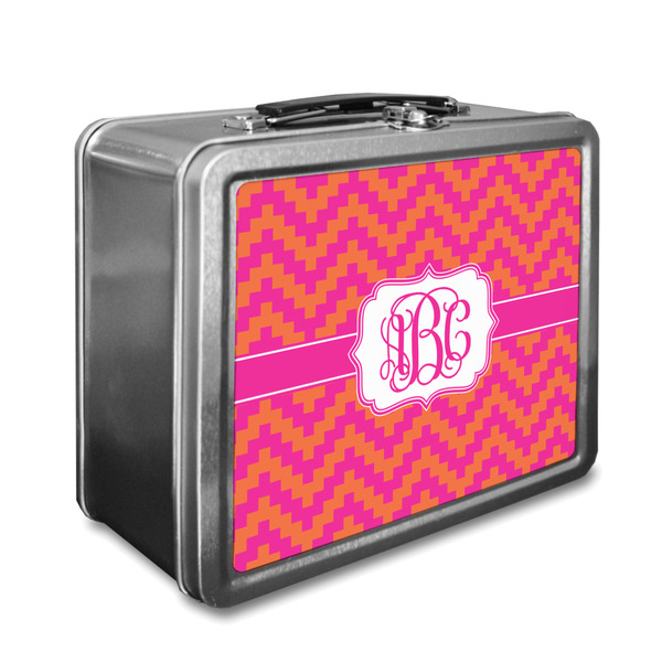 Custom Pink & Orange Chevron Lunch Box (Personalized)