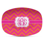 Pink & Orange Chevron Plastic Platter - Microwave & Oven Safe Composite Polymer (Personalized)