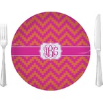 Pink & Orange Chevron 10" Glass Lunch / Dinner Plates - Single or Set (Personalized)