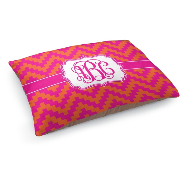 Custom Pink & Orange Chevron Dog Bed - Medium w/ Monogram