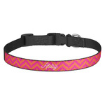 Pink & Orange Chevron Dog Collar - Medium (Personalized)