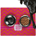 Pink & Orange Chevron Dog Food Mat - Large w/ Monogram