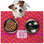 Pink & Orange Chevron Dog Food Mat - Medium w/ Monogram