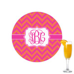 Pink & Orange Chevron Printed Drink Topper - 2.15" (Personalized)