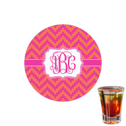 Pink & Orange Chevron Printed Drink Topper - 1.5" (Personalized)