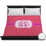 Pink & Orange Chevron Duvet Cover - King (Personalized)