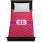 Pink & Orange Chevron Duvet Cover - Twin - On Bed - No Prop