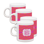 Pink & Orange Chevron Single Shot Espresso Cups - Set of 4 (Personalized)