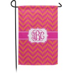 Pink & Orange Chevron Small Garden Flag - Double Sided w/ Monograms