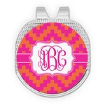 Pink & Orange Chevron Golf Ball Marker - Hat Clip - Silver