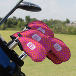 Pink & Orange Chevron Golf Club Iron Cover - Set of 9 (Personalized)