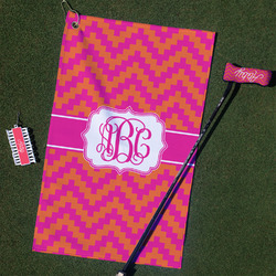 Pink & Orange Chevron Golf Towel Gift Set (Personalized)