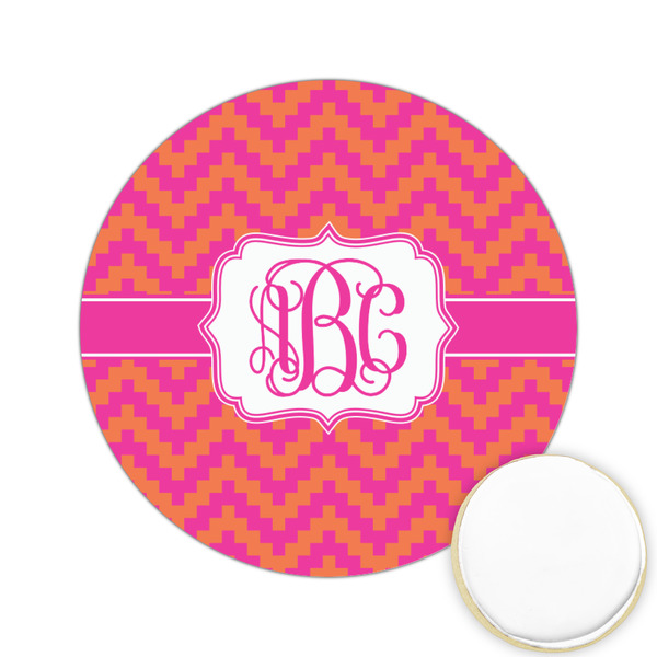 Custom Pink & Orange Chevron Printed Cookie Topper - 2.15" (Personalized)