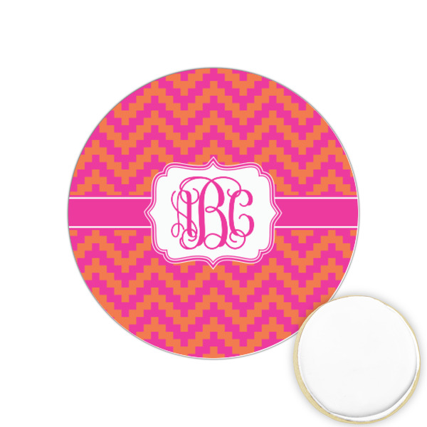 Custom Pink & Orange Chevron Printed Cookie Topper - 1.25" (Personalized)