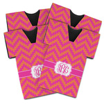 Pink & Orange Chevron Jersey Bottle Cooler - Set of 4 (Personalized)