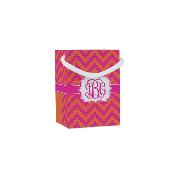 Custom Pink & Orange Chevron Jewelry Gift Bags - Matte (Personalized)